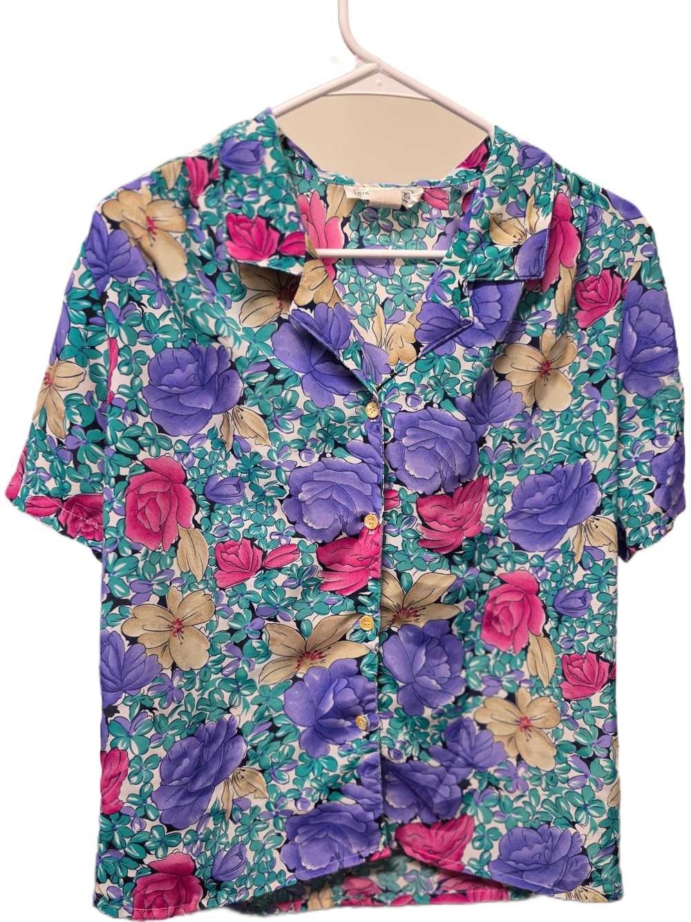 Vintage Impressions Of California Floral Short-Sleeve Button-Up Top - Multicolor